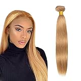 Color 27 Human Hair Bundles Straight Bundles #27 Blonde Straight Bundles 8a Peruvian Virgin Remy Hair 1 Bundle 12 Inch Honey Blonde Bundles Double Weft Hair Extensions