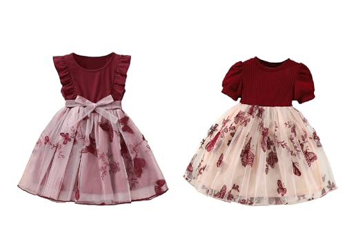 Image of TAGAS Girls Embroidery Pattern Cap Sleeve A-line Knee-Length Dress