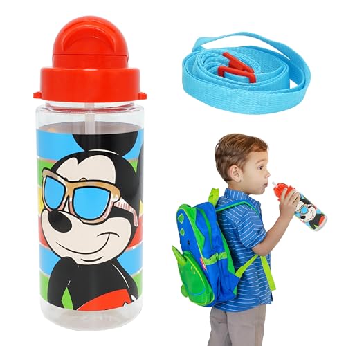 SRV Hub Bouteille d'eau Mickey Mouse pour enfants à partir de 3 ans, bouteille anti-fuite sans BPA, bouteille de 500 ml avec sangle, bouteille d'eau...