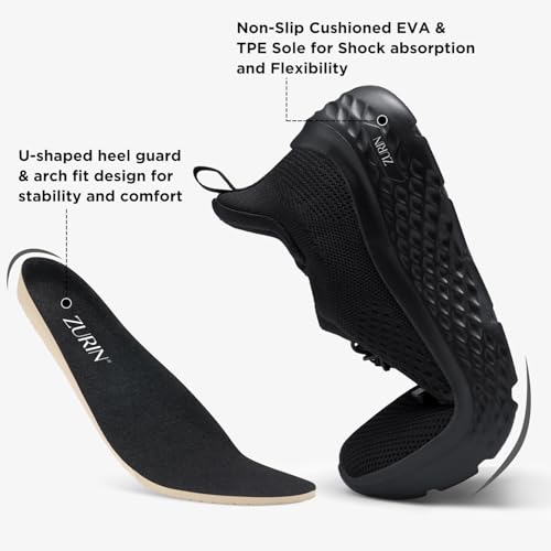 ZURIN Womens Slip On Walking Shoes with Arch Support,Lightweight Running Sneakers,Non Slip Breathable Tennis Shoes for Gym Travel Work Casual4