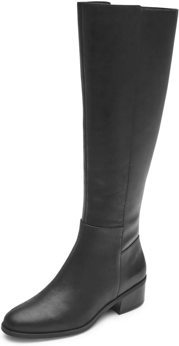Rockport Women's Evalyn Tall Boot Fashion, Black Leather, 5.5