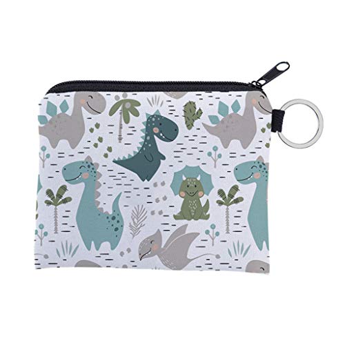 Cartoon Dinosaur Pattern Coin Card for Key Ring Wallet Pouch Purse Small Change Bag Polyester