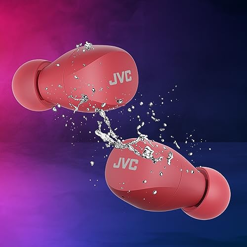 JVC HA-A6T Gumy Mini écouteurs Bluetooth sans Fil, Batterie de 23 Heures, Charge Rapide, contrôle Tactile, IPX4 (Rouge)