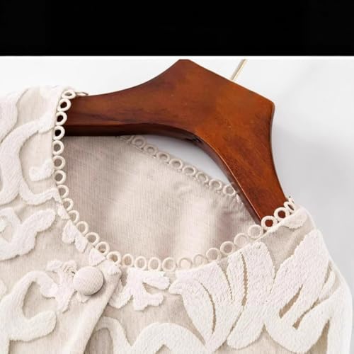 Chaleco de verano mujer de cintura alta con encaje jacquard estilo francés 4