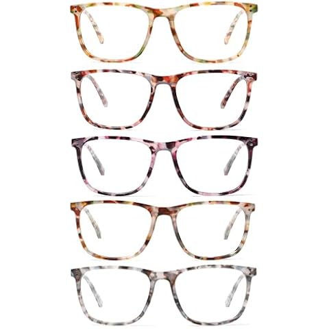 NORPERWIS 5 Pack Reading Glasses for Women Men Blue Light Blocking Computer Readers with Spring Hinge Square Readers (Mix Color-1, 3.00, x) Cover