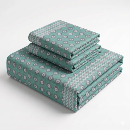 Image of BSB HOME 240 TC Cotton Double Bedsheet with 2 Pillow Covers, Soft & Breathable Bed Sheet for Double Bed, Fade & Wrinkle Resistant, Floral Print, 90 x 100 Inches (228 x 254 cm) - Seafoam Green