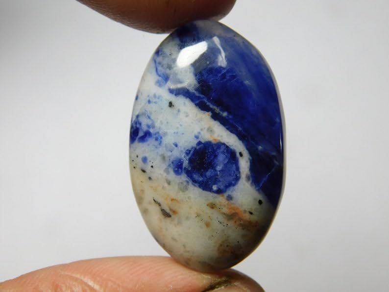 Cabochon sodalite véritable 27 x 18 mm, pierre fine d'exception - 2