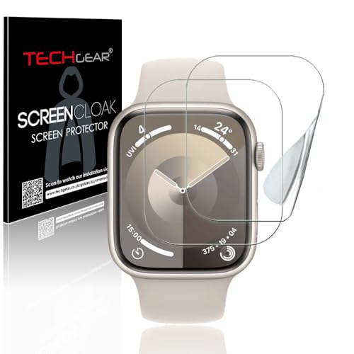 TECHGEAR 2 Pack Screen Protectors for Apple Watch 41mm Series 9 8 7 & 40mm Series 6 5 4 SE 3 SE 2 SE 1 [Screen Cloak] [FULL Screen Coverage] [HD] [Reinforced] [Bubble Free] EPU Screen Protector