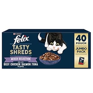 FELIX Tasty Shreds Mixed Selection in Gravy Wet Cat Food 40x80g