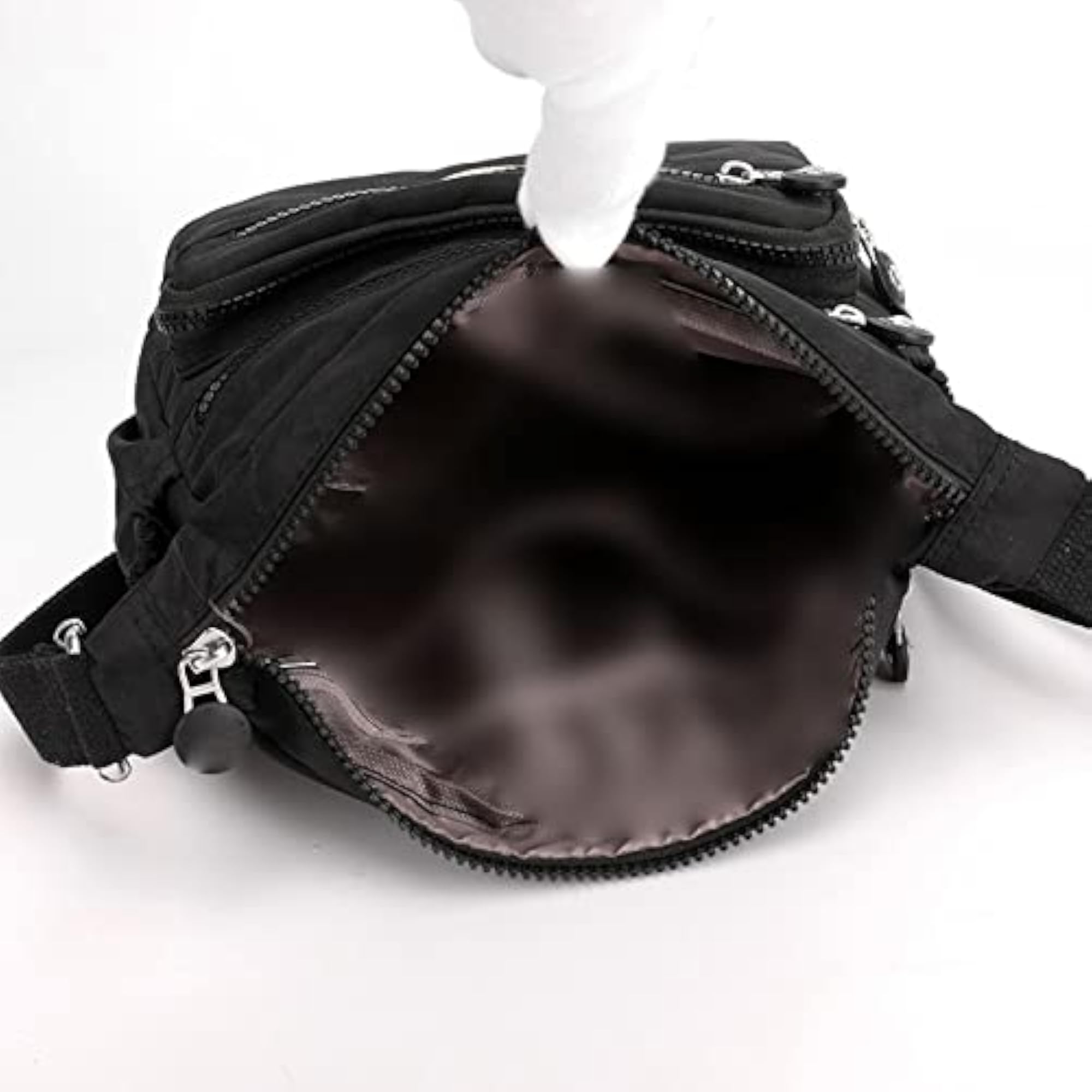 Women's Canvas Black Shoulder Bag, Durable and Wear-resistant