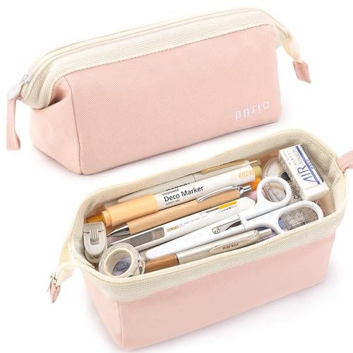 Image of MAMUNU Large Pencil Case Wide Opening - Big Capacity Pencil Pouch for Girls Boys - Portable Stationery Pen Bag for School Office College Teens Students Adults, Pink