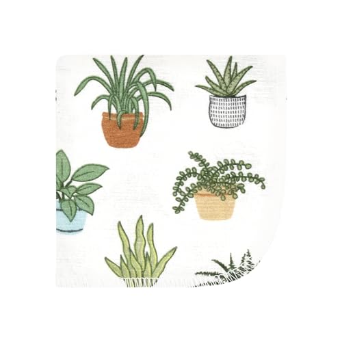 Image of Hudson Baby Unisex Baby Flannel Cotton Poly Washcloths, Plants 12 Pack, One Size