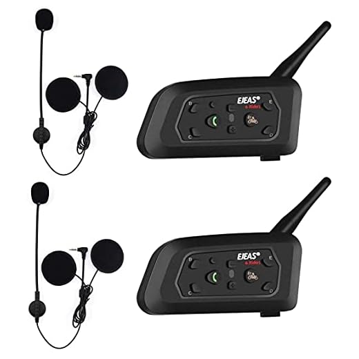 EJEAS V6 Pro BT Interphone 1200M Bluetooth Motocicleta Motocicleta Casco Intercom Auriculares con Interfono Duplex Control Avanzado de Ruido para hasta 6 Riders (2 Pieza)