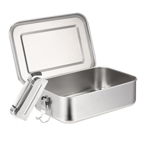 Holtrae Fiambrera de Acero Inoxidable,1400ml Fiambrera a Prueba de Fugas con ParticióN ExtraíBle,Para adultos y niños, para camping, Pícnic,Viajes y trabajo,Portátil duradera y ecológica