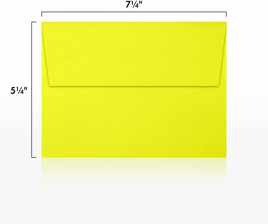LUXPaper A7 Invitation Envelopes | Peel & Press | 5 1/4" x 7 1/4" | Citrus Yellow | 80lb. Text | 500 Qty