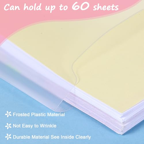 Image of 60 Pack 6x6 Inch Paper Storage Organizer Clear Plastic Sleeves with 120 Pcs Sticky Index Tabs Storage Folder Holder without Closure for Photos Scrapbooking Cardstock Origami Cookie Stencil Vinyl Paper