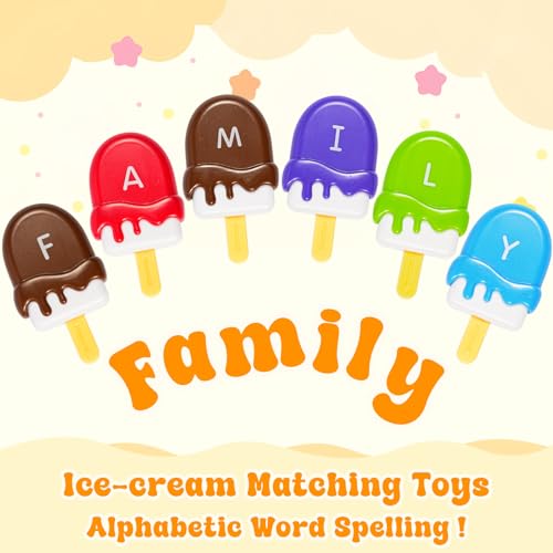 Image of CPSYUB Alphabet Learning Toys for Toddle Ice Cream ABC Matching Toys Color Sorting Set Preschool Educational Montessori Toy Smart Sorting Toys Upper Lowercase Toy for 2 3 4 5+ Kids