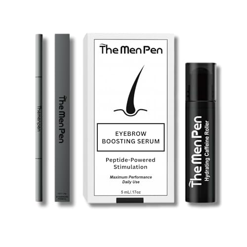 The Men Pen Eyebrow Boosting + Caffeine Kit | Eyebrow Beard and Hair Filler | Waterproof Long Lasting Sweat Proof - Black