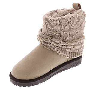 MUK LUKS Women’s Laurel Boots, Stone/Fairy Dust, 8 Wide