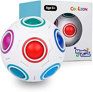 Coolzon Puzzle Ball, Magic Rainbow Ball Puzzle Cube 3D Puzzle Educational Toys Brain Teaser Stocking Fillers for Kids AdultsWhite