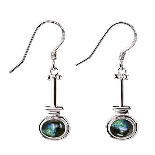 Boucles d'oreilles pendantes bijoux artisanaux en argent et pierre de naissance