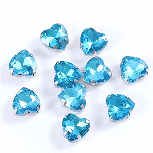 Brillabenny Cœur Pierre Châtain Cristal Strass à coudre 12 mm Décorations Bijoux Cœurs Heart CABOCHON (Aigue-marine) Cover