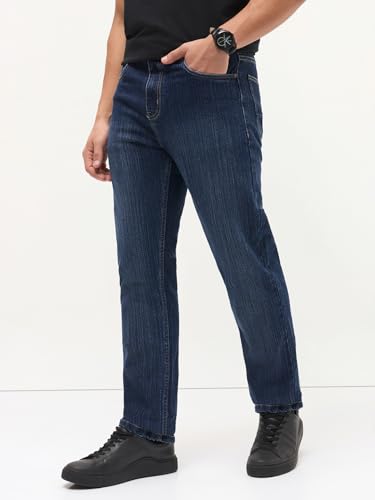 Image of Urbano Fashion Men's Straight Fit Washed Denim Jeans Stretchable
