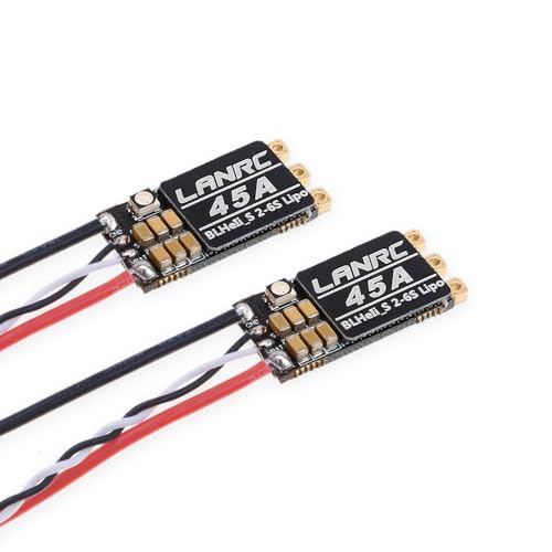 45A ESC 2S-6S Brushless ESC LANRC Lipo BLHeli_S Electronic Speed Controller Support D-Shot 150/300/ 600 for FPV Racing Drone Multicopter Quadcopter 2PCS