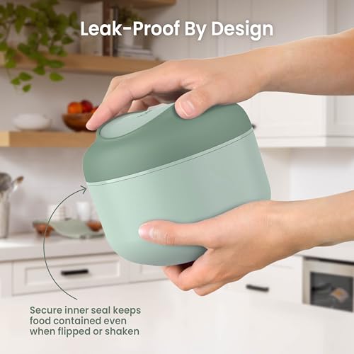 Image of Bentgo Bowl - Insulated Leak-Resistant Bowl with Collapsible Utensils, Snack Compartment and Improved Easy-Grip Design for On-the-Go - Holds Soup, Rice, Cereal & More - BPA-Free, 21.2 oz (Khaki Green)