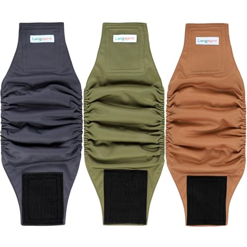 Image of Langsprit Male Belly Bands for Dogs (Pack of 3) - High Absorbing Dog Wraps Male Washable - Reusable Small Doggy Doggie Puppy Dog Diapers XL Size ColorZLH