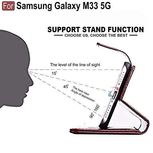 Image of CEDO Flip Cover for Samsung Galaxy M33 (5G) | Leather Finish | Inside Pockets & Inbuilt Stand | Shockproof Wallet Style Magnetic Closure Back Case Flipcover (Brown)