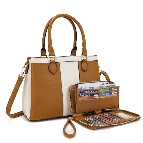 Image of Qiyuer Purses and Wallet Set for Women Satchel Handbag Tote Bag | 3 Zippered Compartments,Pebble PU leather,Multi-slot design,Everyday commuting
