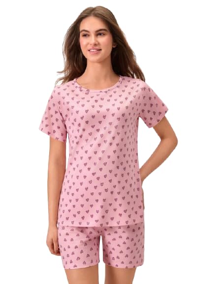 Image of Korean Night Dress || Shorts Set ||Korean Nightsuit || Women Nightwear ||Round Neck Half Sleeve Nightsuit || Loungewear || Everyday Nightdress
