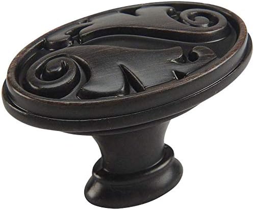 Cosmas 10 Pack 4297ORB Oil Rubbed Bronze Floral Cabinet Hardware Oval Oblong Knob