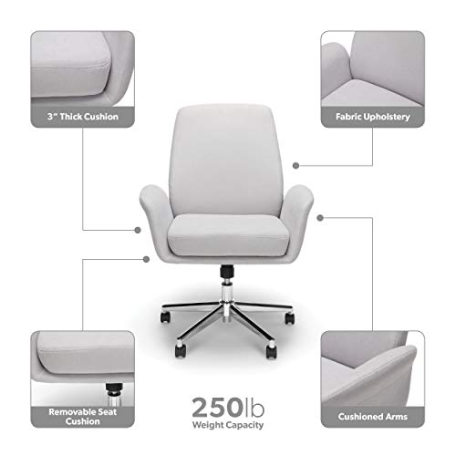 Ofm Core Fabric Upholstered Office Arm Chair, Height-Adjustable, Thick 3” Cushion, 250Lb Max Weight With Wheels For Computer/Desk, Gray, Grey #TOP2