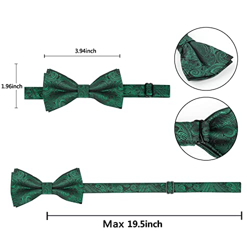 Alizeal Boys Adjustable Fashion Paisley Floral Strapped Pre-Tied Kids Bow Tie, Dark Green #TOP4