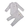 Geagodelia Ensemble de Vêtements Bébé Nouveau-né Body Barboteuse T-Shirt à Manches Longues + Pantalon Jogging 2PCs Fille Garçon Tenue Set Anniversaire Câdeau 0-24 Mois