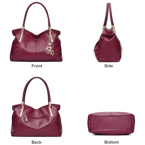Image of FOXLOVER Soft Genuine Leather Medium Purses for Women Tote Bag Handbags with Top-handles Shoulder Satchel Purse