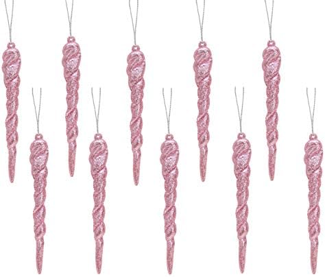 Christmas Concepts® 12cm Glitter Icicle Decorations Christmas Tree Trims (WHITE, 10)