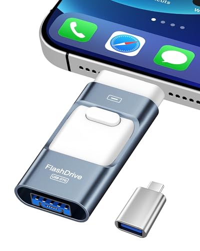 ZARMST Clé USB 512 Go, 4 en 1 Cle USB pour iOS/Android/Pad/Type C/PC, Cle USB C 3.0 Flash Drive Transfert Rapide, Clef Mémoire Externe pour Stockage Photos,...