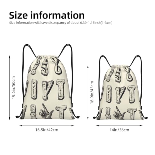 Drawstring Backpack Sports Gym Bags Draw String Bag for Women Men Sign Language Alphabet Drawstring Bags Sackpack2