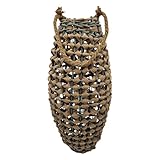 Meinposten GILDE XXL Laterne 58x28 cm – Geflecht Laterne in Rattan Optik aus Kunststoff – Großes Windlicht für Garten, Terrasse, Balkon & Wohnzimmer