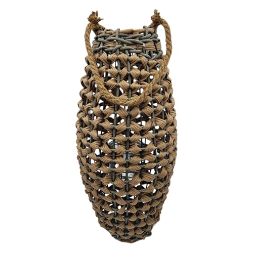 Meinposten GILDE XXL lantaarn 58 x 28 cm, gevlochten lantaarn in rotan-look van kunststof, groot windlicht voor tuin, terras, balkon en woonkamer