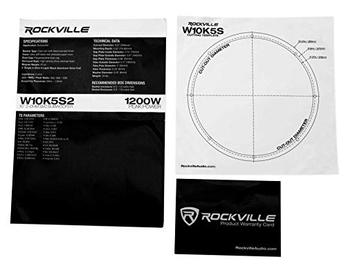 Rockville K5 W10K5S2 10" 1200W 2 Ohm Car Audio Subwoofer Sub 300W Rms Cea Rated! Black #TOP6