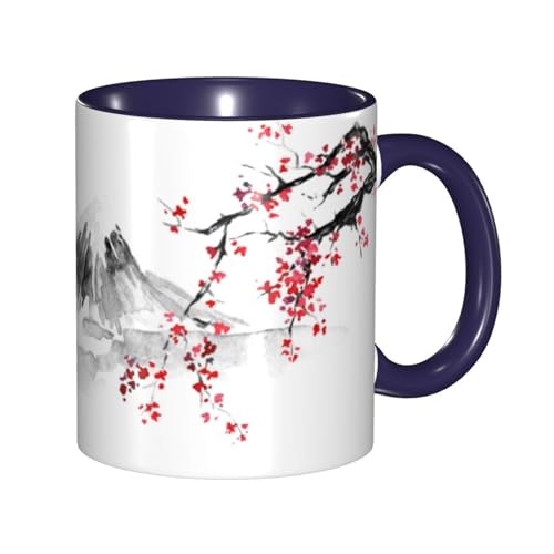 マグカップ 富士山 桜 さくら 和風柄 日本画 水墨画 水彩絵 コーヒーカップ 330ml 陶器 食器 おしゃれ 男女兼用 ミルクコップ コーヒー ティー オフィス 家庭用 誕生日 贈り物