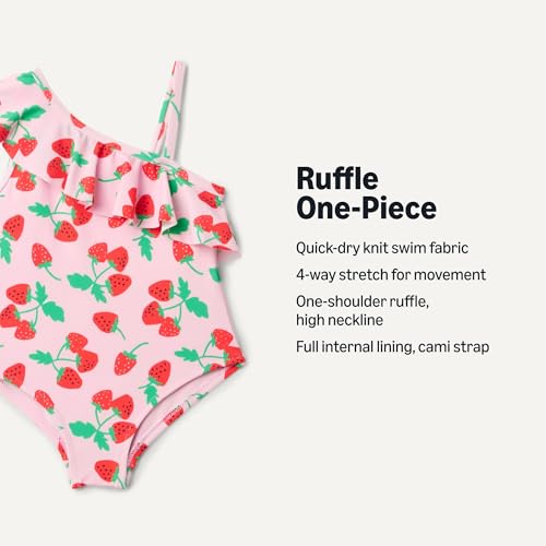Image of Amazon Essentials Girls and Toddlers' Asymmetric Frill One-Piece Swimsuit