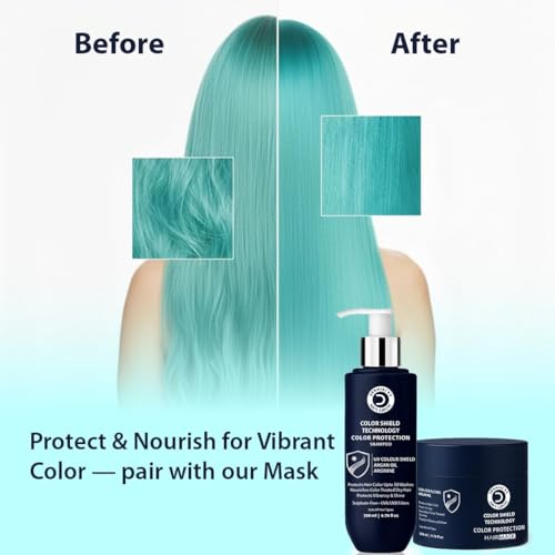 Image of Dermistry Color Shield Technology Hair Mask & Sulphate-Free Shampoo for Colour Protection for Coloured & Chemically Treated Hair with Argan Oil Arginine UVA UVB Filters Suits Dry Frizzy All Hair Types Men Women 400ml