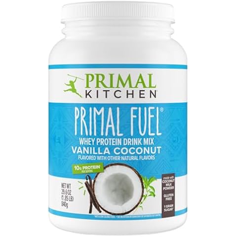 Primal Kitchen Primal Fuel Vanilla Coconut Whey Protein Drink Mix, Gluten and Soy Free, 1.85 Pounds Cover