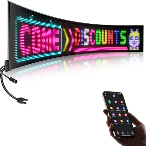 Image of Large Programmable LED Sign, P5 Resolution Indoor Store LED Sign, Bluetooth APP, for Business Retail Shop Window Display (37 inchx 8 inch)