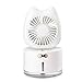 BUIDI Mini Ventilatore per umidificatore per Gatti Carino Luci a LED Colorate Raffreddatore per diffusore d'Aria Portatile Mini Ventilatore per umidificatore Bianco